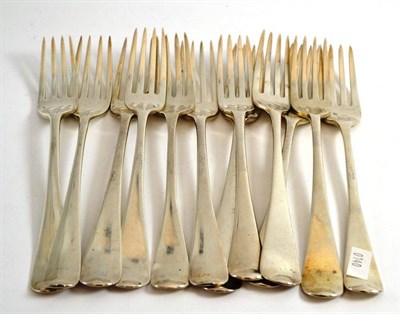 Lot 458 - # Eight George III Old English pattern table forks, by Stephen Adams, London 1807 together with...