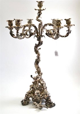 Lot 472 - An impressive Elkington & Co seven branch candelabra, date code for 1900, stamped '2466' in the...