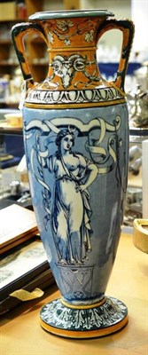 Lot 478 - A large Wedgwood Queensware vase, painted by Emile Lessore, circa 1861, of slender baluster...