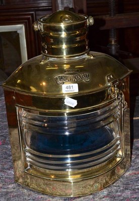 Lot 481 - A brass ships lantern, stamped 'Starboard & G H May & Co.', 54cm high