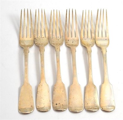 Lot 488 - William IV matched set of six Irish silver table forks, Dublin 1831 and 1833