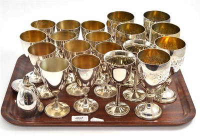 Lot 497 - Set of twelve plated wine cups, six others and a pair