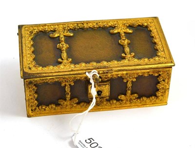 Lot 502 - A 19th century gilt travelling treasure box, 13cm wide