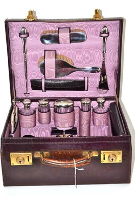 Lot 510 - Travelling case with silver fittings, London 1901