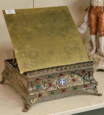 Lot 531 - A 19th century brass and paste mounted Romanesque table lectern