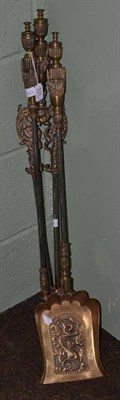 Lot 533 - Set of three Victorian brass fire irons