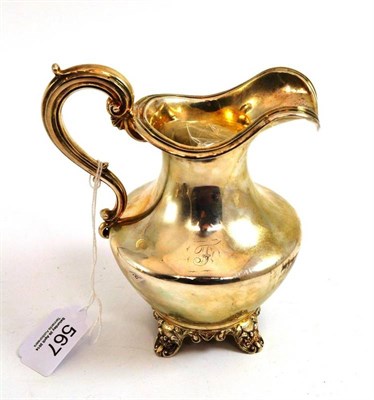 Lot 567 - Victorian silver baluster cream jug, London 1846, 15cm high