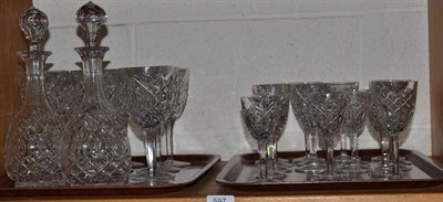 Lot 597 - Suite of table glass including a pair of decanters