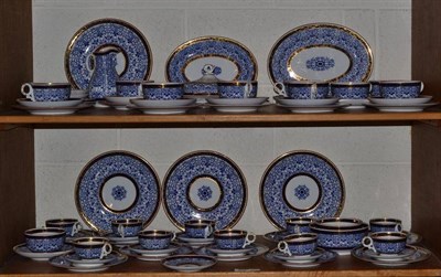 Lot 605 - An extensive Royal Worcester blue and gilt decorated breakfast service