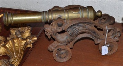 Lot 607 - Bronze and cast iron cannon, 20cm high