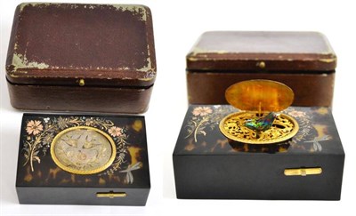 Lot 636 - # Swiss tortoiseshell cased musical box with singing bird automaton