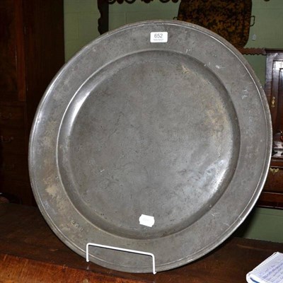 Lot 652 - Pewter charger, 51cm diameter