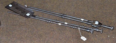 Lot 656 - A set of three steel fire irons