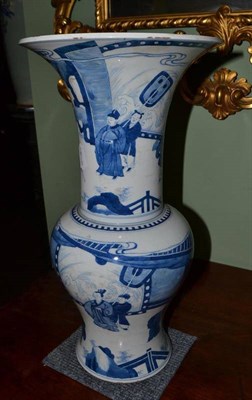 Lot 673 - A late 19th century Chinese blue and white YenYen vase, 44cm high