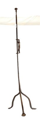 Lot 716 - 18th century iron floor standing rush light holder (af) height 93cm