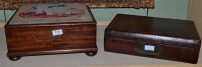 Lot 718 - Leather and mahogany writing box and mahogany footstool