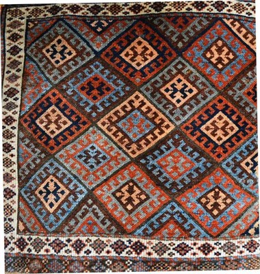 Lot 719 - Jaff Kurd Bagface, Persian/Iraqi border region, the polychrome lattice field of latch hook guls...