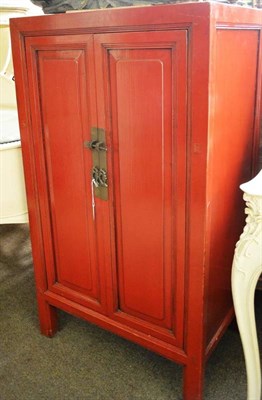 Lot 727 - Chinese red lacquer cabinet, 63cm wide