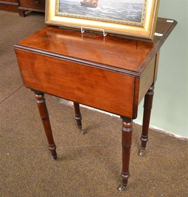 Lot 730 - A 19th century mahogany Pembroke night table converted with single flap drop leaf, 54cm wide