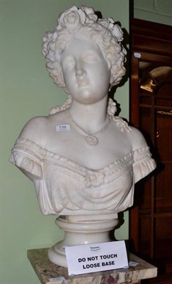 Lot 739 - A 19th century carved marble figure of a classical female, raised on a moulded socle, 70cm high