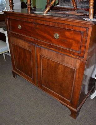 Lot 765 - ^ A 19th century mahogany secretaire cabinet, the interior with satinwood veneered drawers