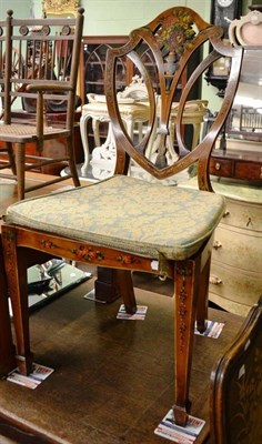 Lot 779 - # Victorian painted satinwood side chair, with shield shaped back and cane panelled seat