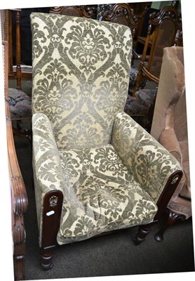 Lot 814 - Regency mahogany framed armchair, re-covered in modern fabric