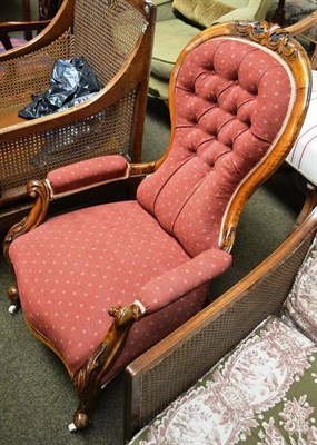 Lot 818 - A Victorian parlour chair with carved frame