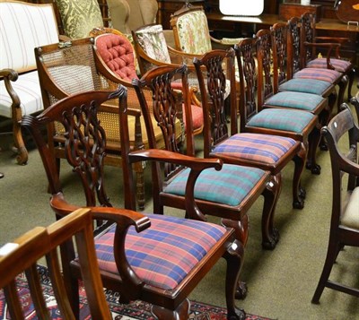 Lot 820 - Set of eight 20th century mahogany dining chairs in George III style