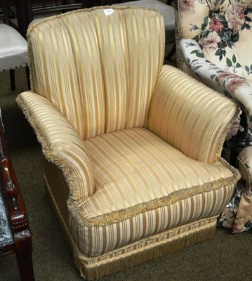 Lot 825 - Small armchair upholstered in yellow striped silk