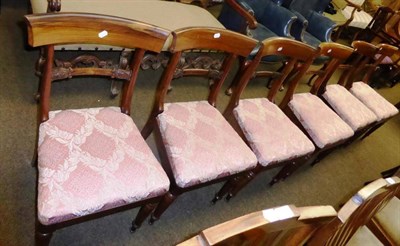 Lot 835 - Set of six Victorian rosewood bar back dining chairs