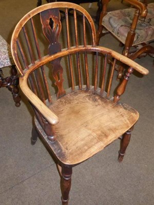 Lot 840 - A 19th century ash and elm Windsor armchair