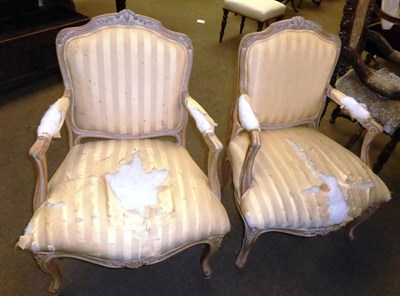 Lot 842 - Pair of French open armchair in Louis XV style