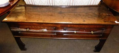 Lot 848 - A George II oak dresser base, two drawers 153cm wide