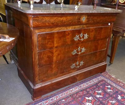 Lot 853 - A 19th century German mahogany marble topped commode, 127cm wide