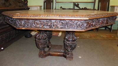 Lot 866 - Victorian carved oak centre table