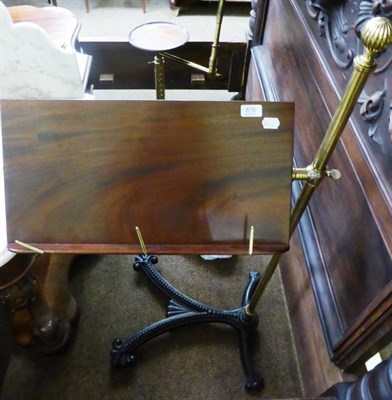 Lot 876 - A Victorian mahogany and brass adjustable music stand, 117cm high