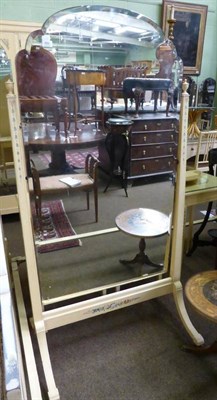 Lot 886 - Early 20th century cream and floral painted cheval mirror, attributed Maple & Co Ex Lady...