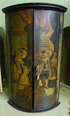 Lot 888 - An 18th century polychrome decorated corner cupboard