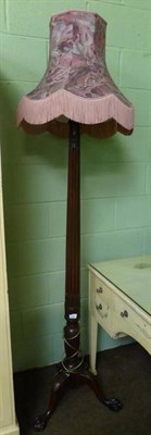 Lot 889 - Large mahogany standard lamp and shade