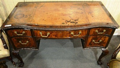 Lot 949 - Early 20th century carved mahogany desk on claw and ball feet