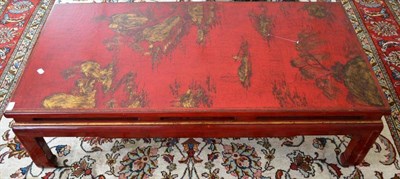 Lot 960 - A Chinese style red and gilt lacquered Tang style low table