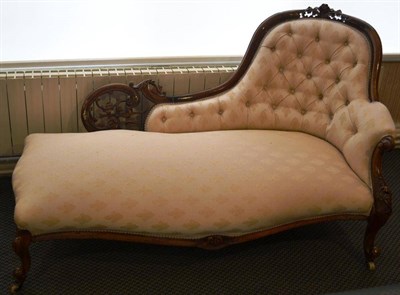 Lot 977 - A Victorian walnut chaise longue