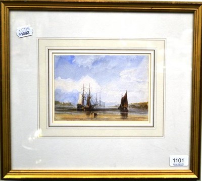 Lot 1101 - Circle of Richard Parkes Bonington (19th/20th century) Ships in shallow waters, pencil and...