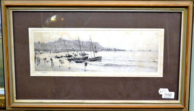 Lot 1102 - William Lionel Wyllie RA, RBA, RI, RE, NEAC (1851-1931) ";South Bay, Scarborough";, etching, 12.5cm