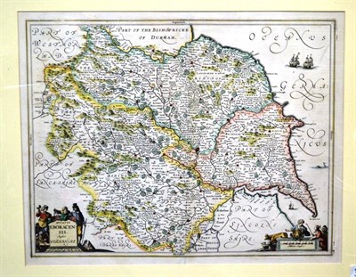 Lot 1104 - Jansson, Yorkshire, hand-coloured map, mounted 17th century (535mm by 640mm including mount)