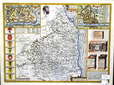 Lot 1110 - John Speed, Northumberland, 1610, Sudbury & Humble, hand-coloured map, framed and glazed