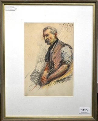 Lot 1115 - John Atkinson (1863-1924) Study of a man, pencil and crayon, 26.5cm by 17cm