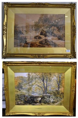 Lot 1122 - Edmund Morison Wimperis (1835-1900) Figures walking in a woodland and a lakeland river, each...