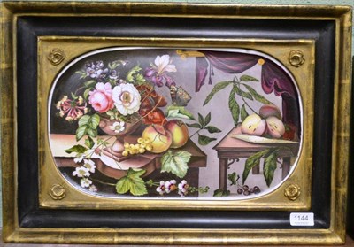 Lot 1144 - English porcelain fruit painted plaque